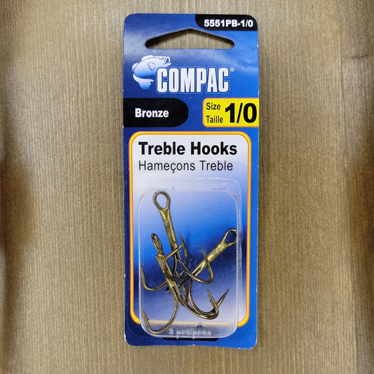 COMPAC Bronze Treble Hooks #1/0 3pcs C.G. Emery