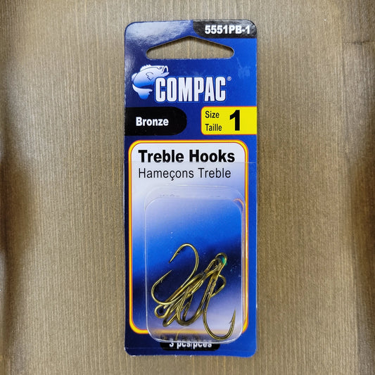 COMPAC Bronze Treble Hooks #1 3pcs C.G. Emery