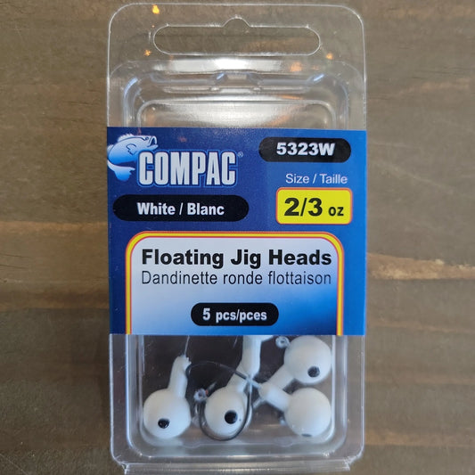 COMPAC Floating Jig Heads White #2 hook 5/pk C.G. Emery