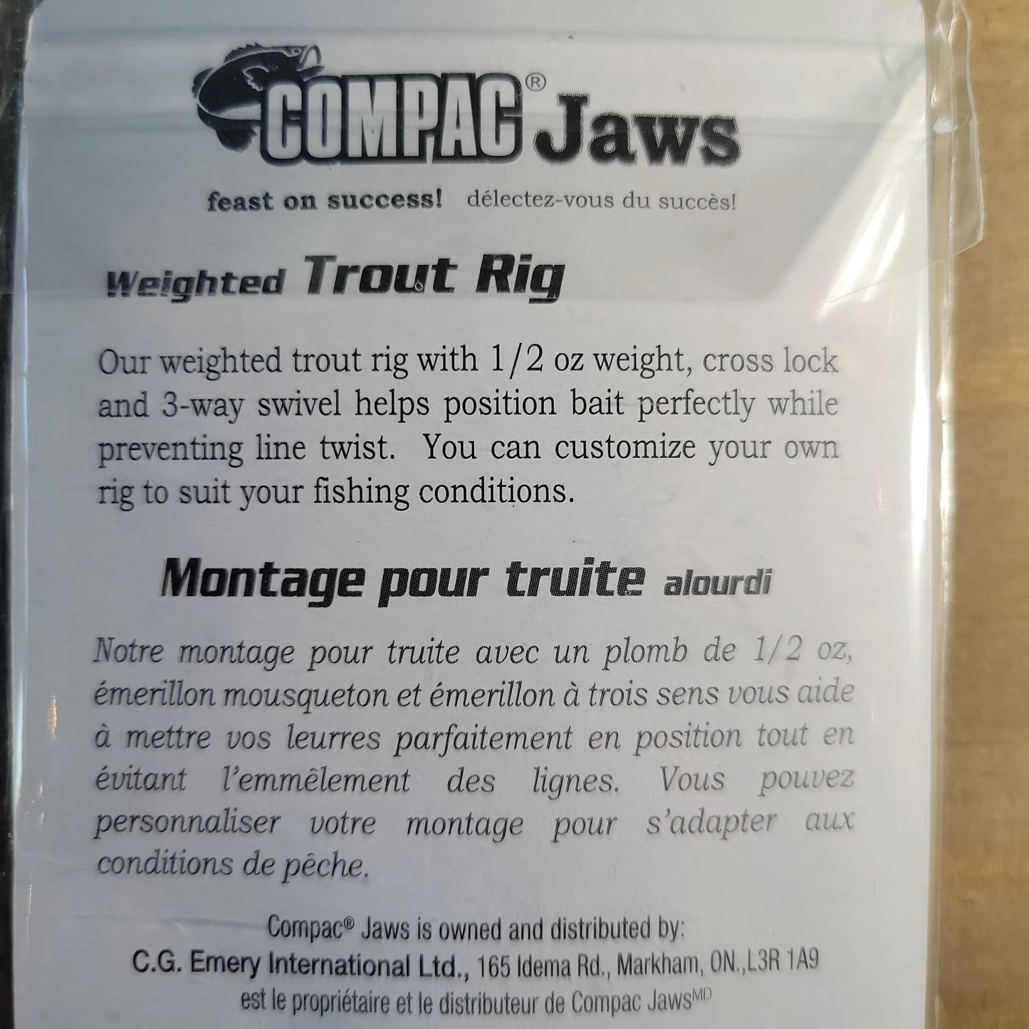 COMPAC Weighted Trout Rig 1/2oz C.G. Emery