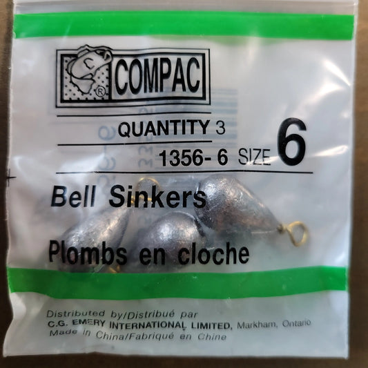 COMPAC Bell Sinkers Size #6 3/pk C.G. Emery