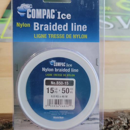 COMPAC Ice Nylon Braidied Line Black 15lb 50yd C.G. Emery