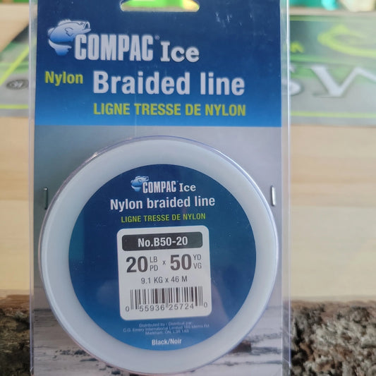 COMPAC Ice Nylon Braided Line Black 20lb 50yds C.G. Emery