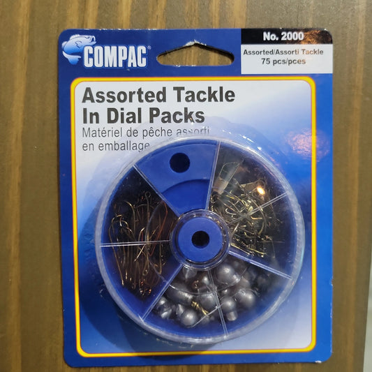 COMPAC Assorted Tackle Dial Pack Hooks/Swivels/Sinkers 75pc C.G. Emery