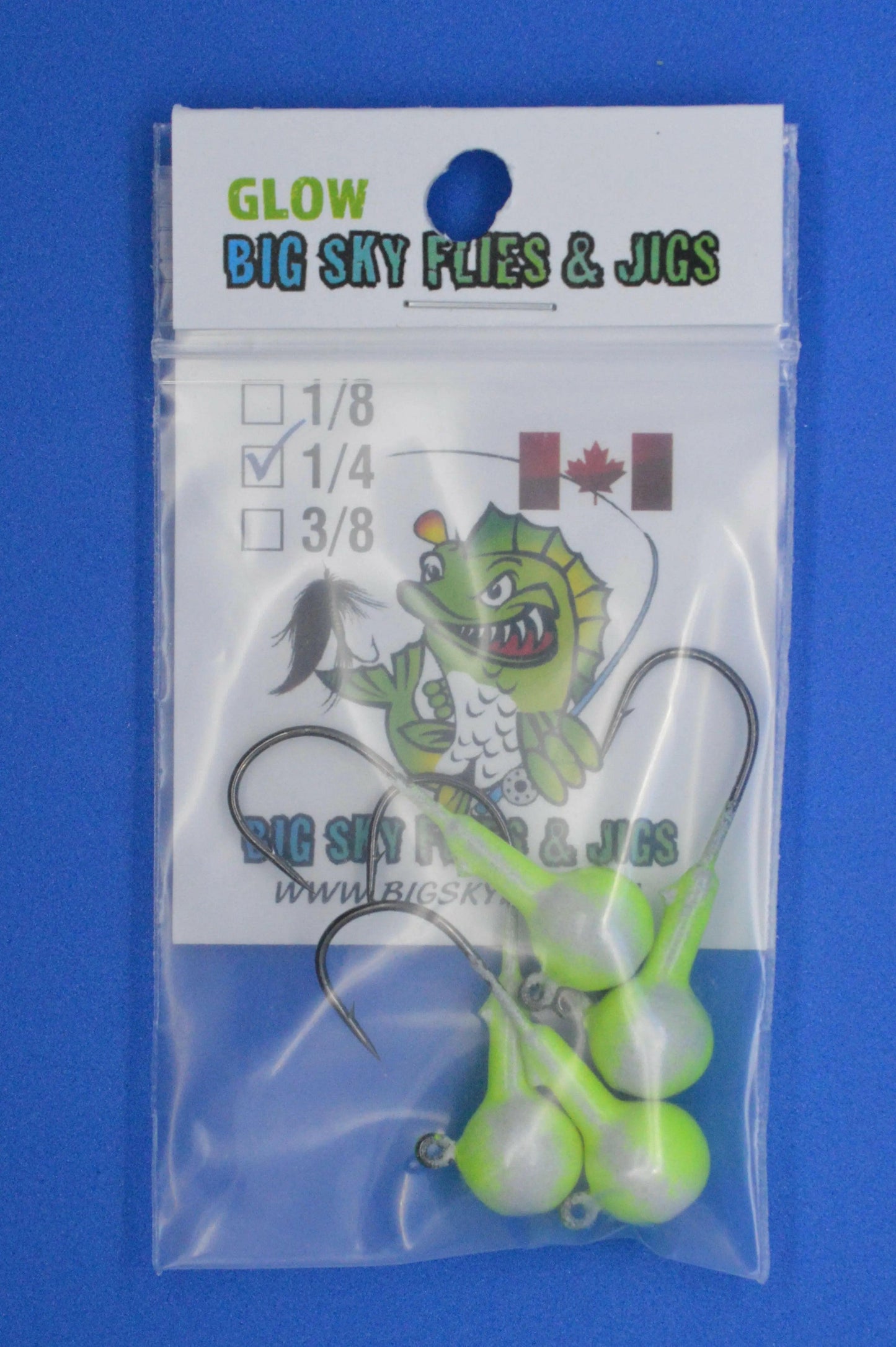 Big Sky 1/4oz Ball Jigs Glow 4/pack Big Sky