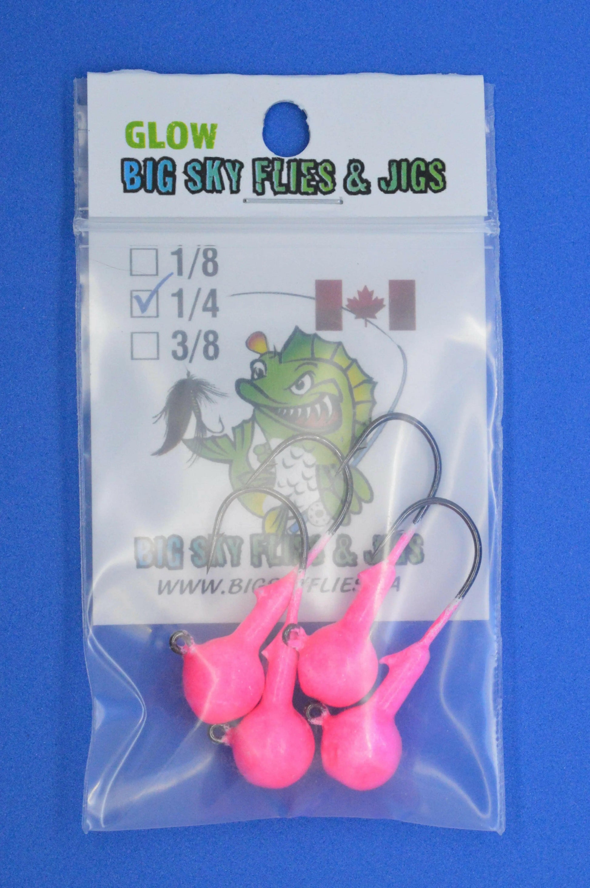 Big Sky 1/4oz Ball Jigs Glow 4/pack Big Sky