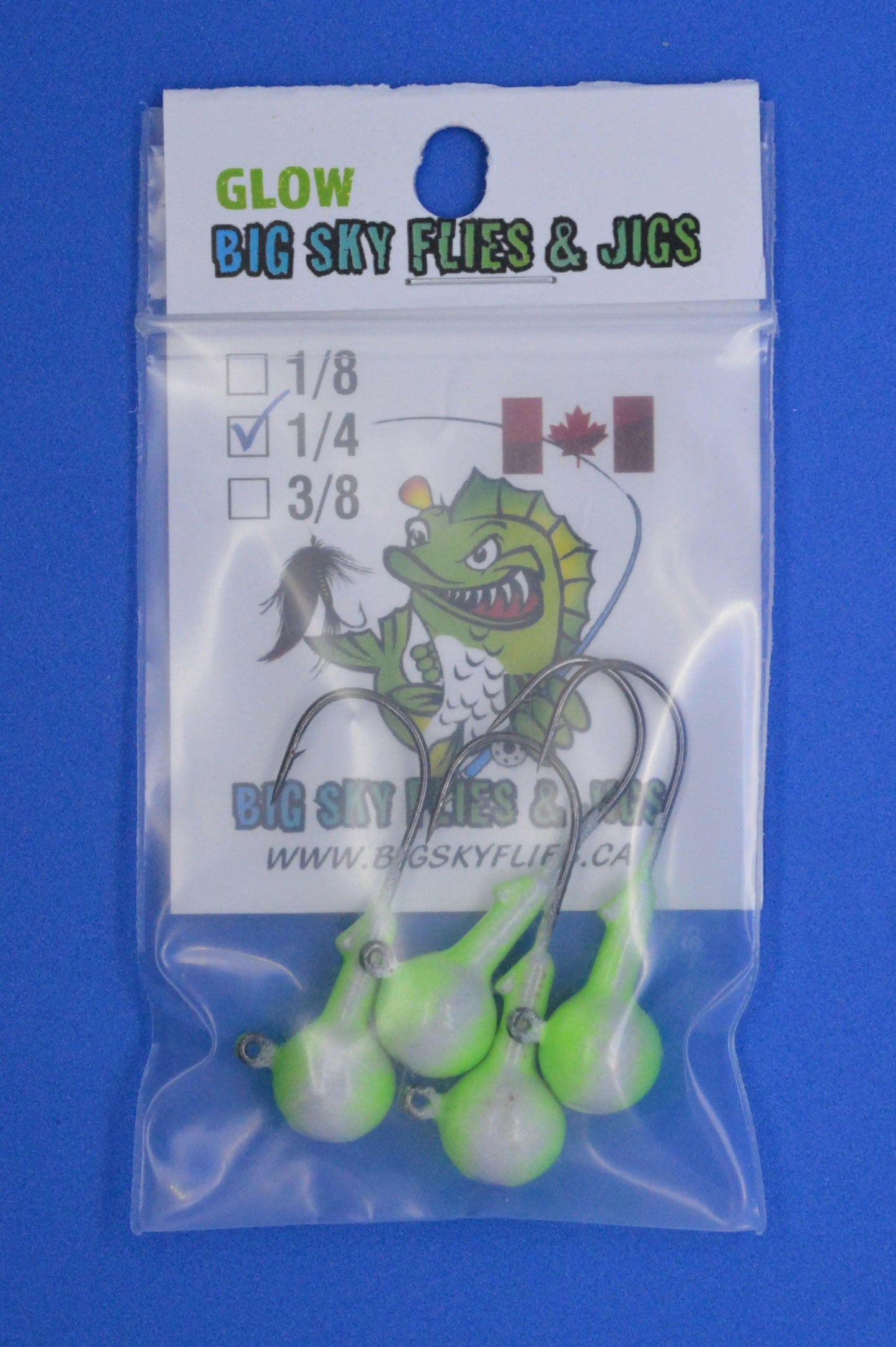 Big Sky 1/4oz Ball Jigs Glow 4/pack Big Sky