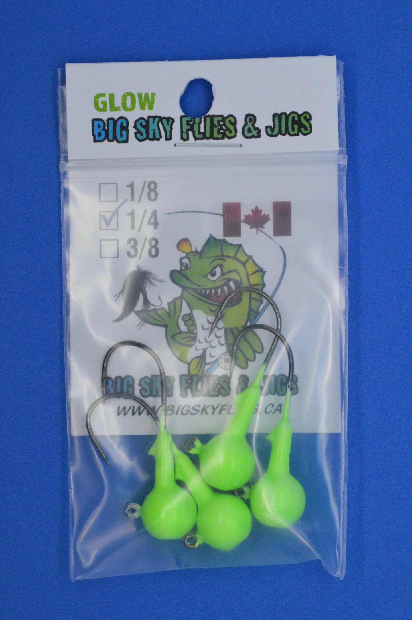 Big Sky 1/4oz Ball Jigs Glow 4/pack Big Sky