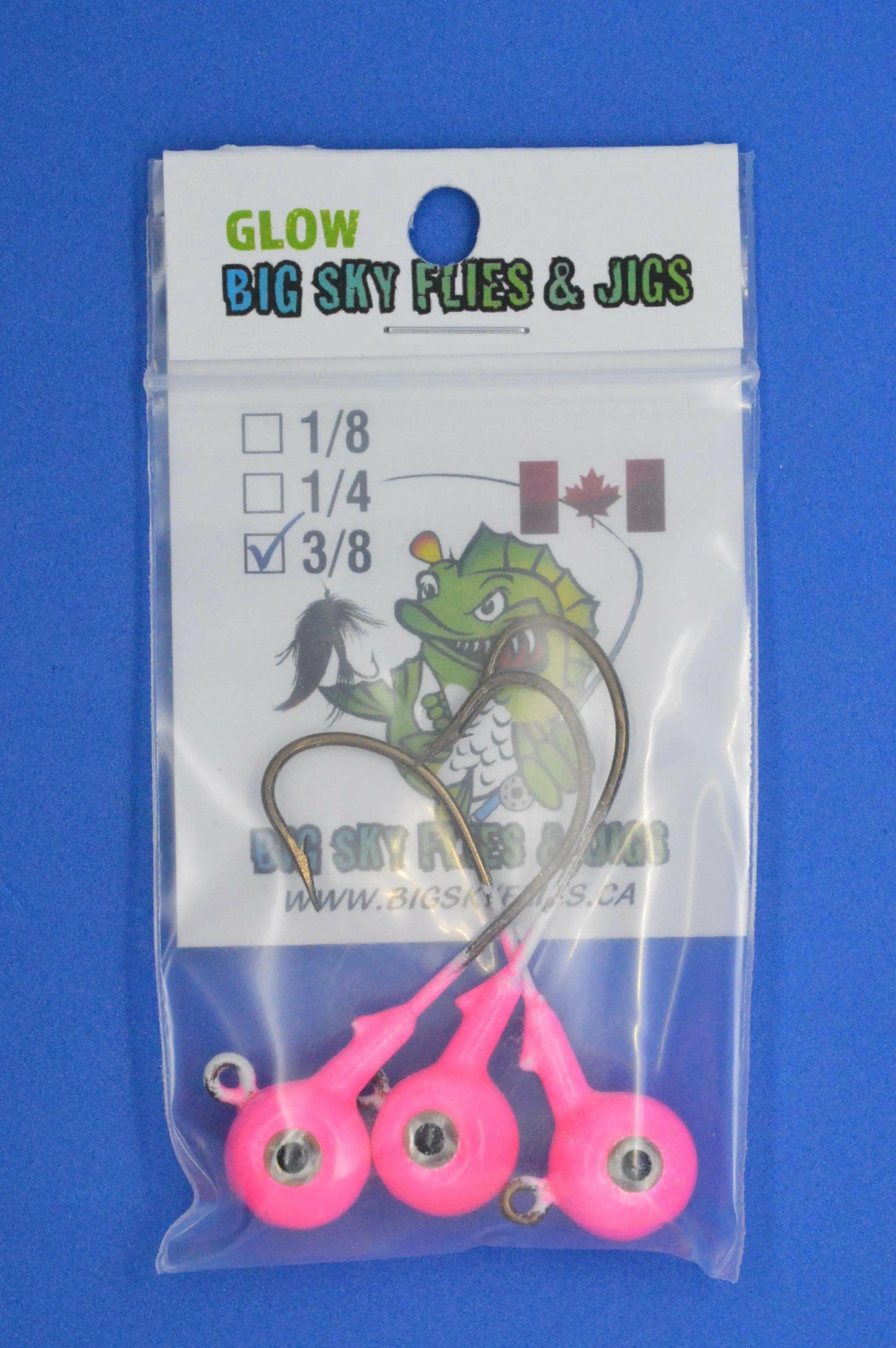 Big Sky Titan 3/8oz Heavy Duty Jig Heads Glow 3/pack Big Sky