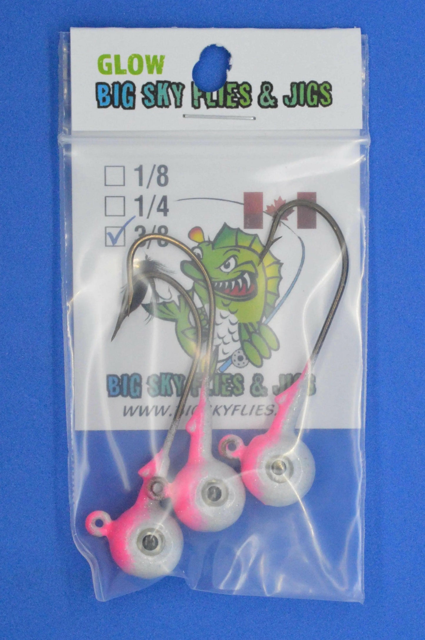 Big Sky Titan 3/8oz Heavy Duty Jig Heads Glow 3/pack Big Sky