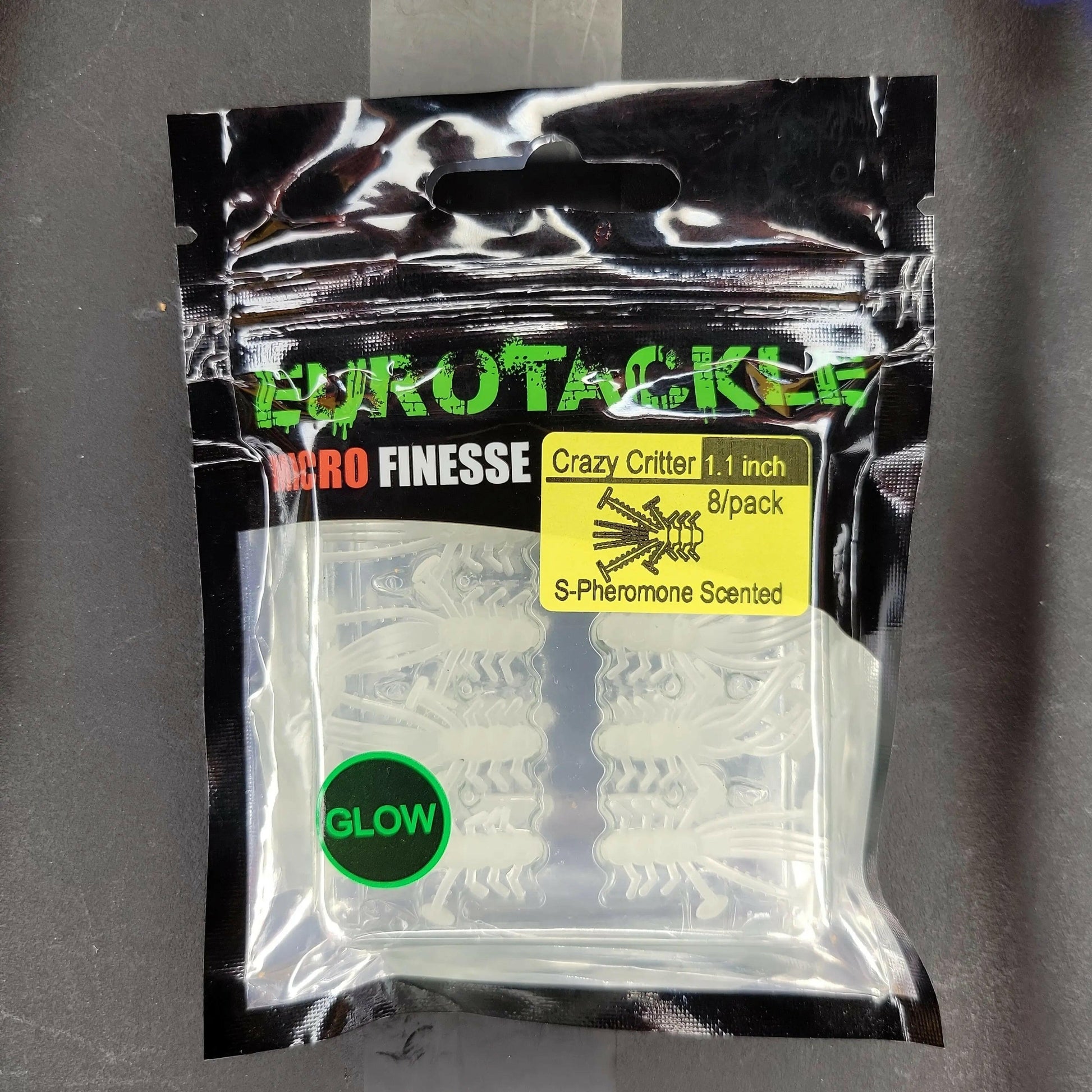 Euro-Tackle Crazy Critter Bait Superglow 8/pk C.G. Emery