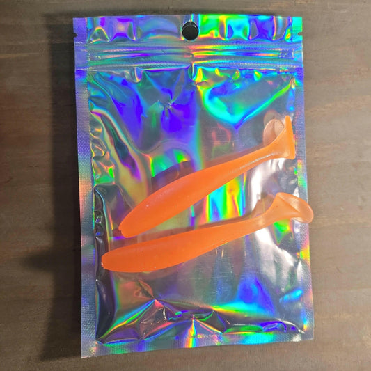 Reber's Rigs Slim (Paddle Tail) 3.5" Orange Soft Plastic Bait 8/pk.