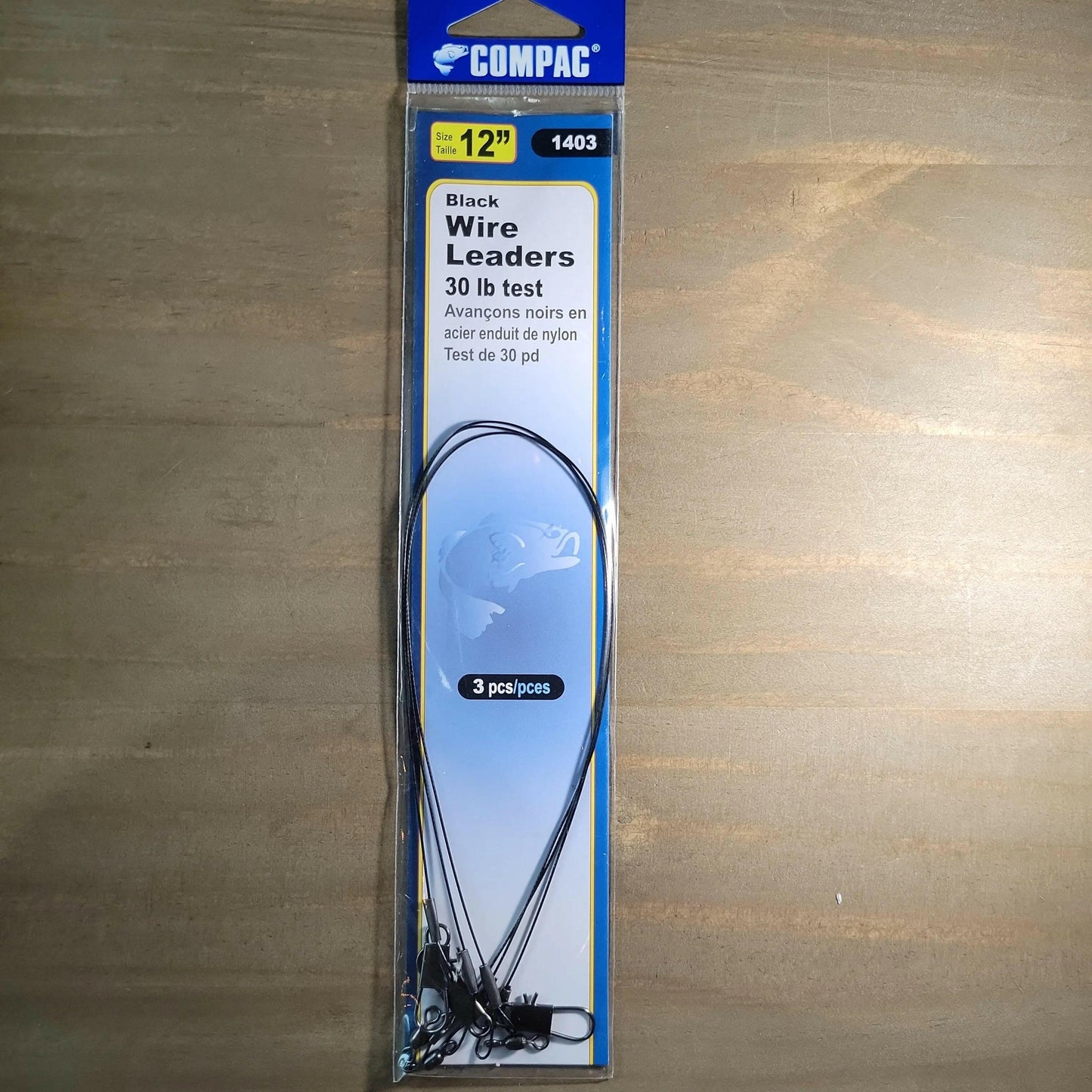 COMPAC Wire Leaders Black 12" 3pack.