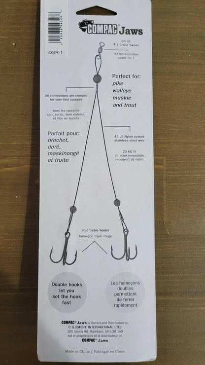 COMPAC Quick Strike Rig Dual #1 Treble Hooks.