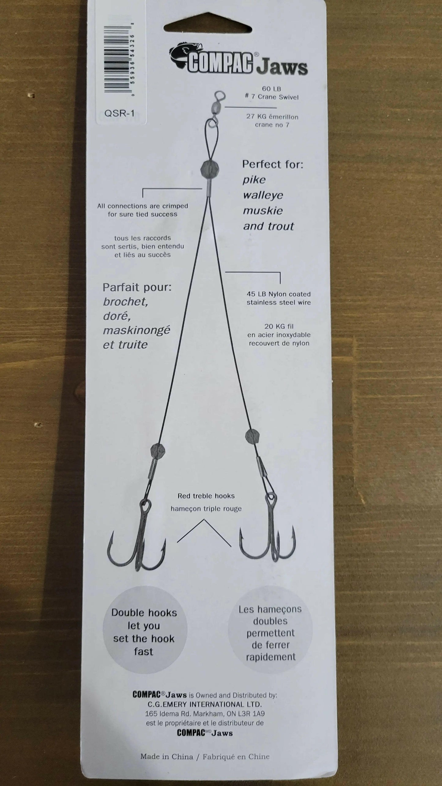 COMPAC Quick Strike Rig dual #2 Treble Hooks.