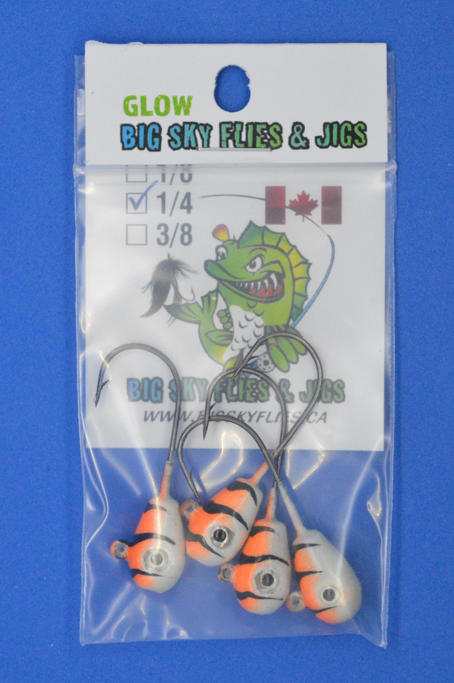 Big Sky Deluxe KnockOut 1/4oz Glow Jigs 4/pack Big Sky