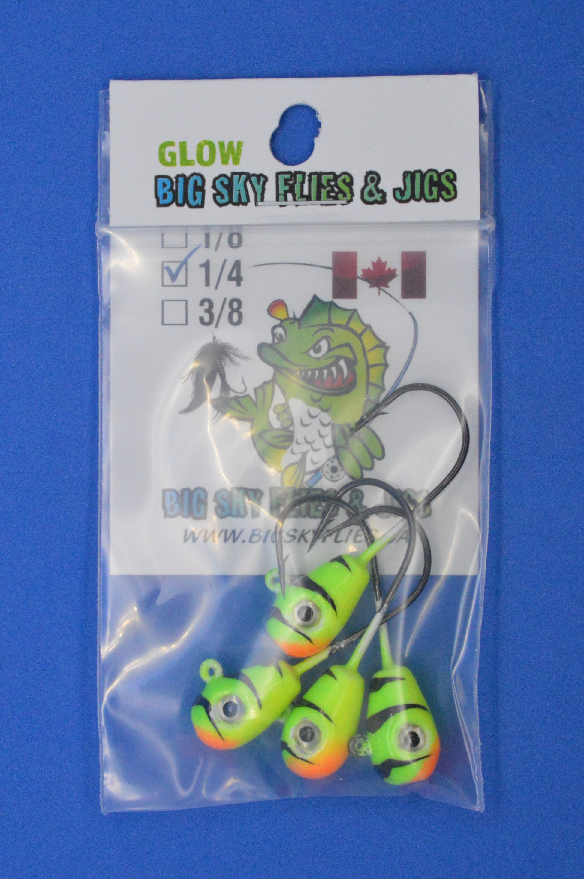 Big Sky Deluxe KnockOut 1/4oz Glow Jigs 4/pack Big Sky