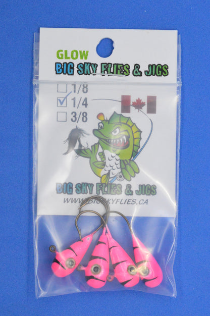 Big Sky Kalidascope 1/4oz Glow Jigs 4/pack Big Sky