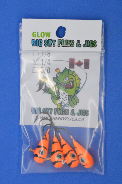 Big Sky Kalidascope 1/4oz Glow Jigs 4/pack Big Sky