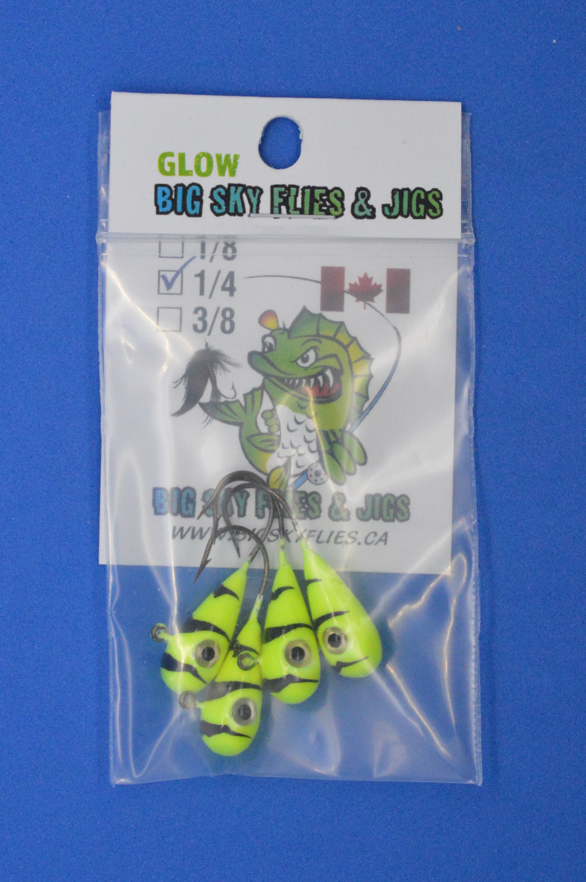 Big Sky Kalidascope 1/4oz Glow Jigs 4/pack Big Sky