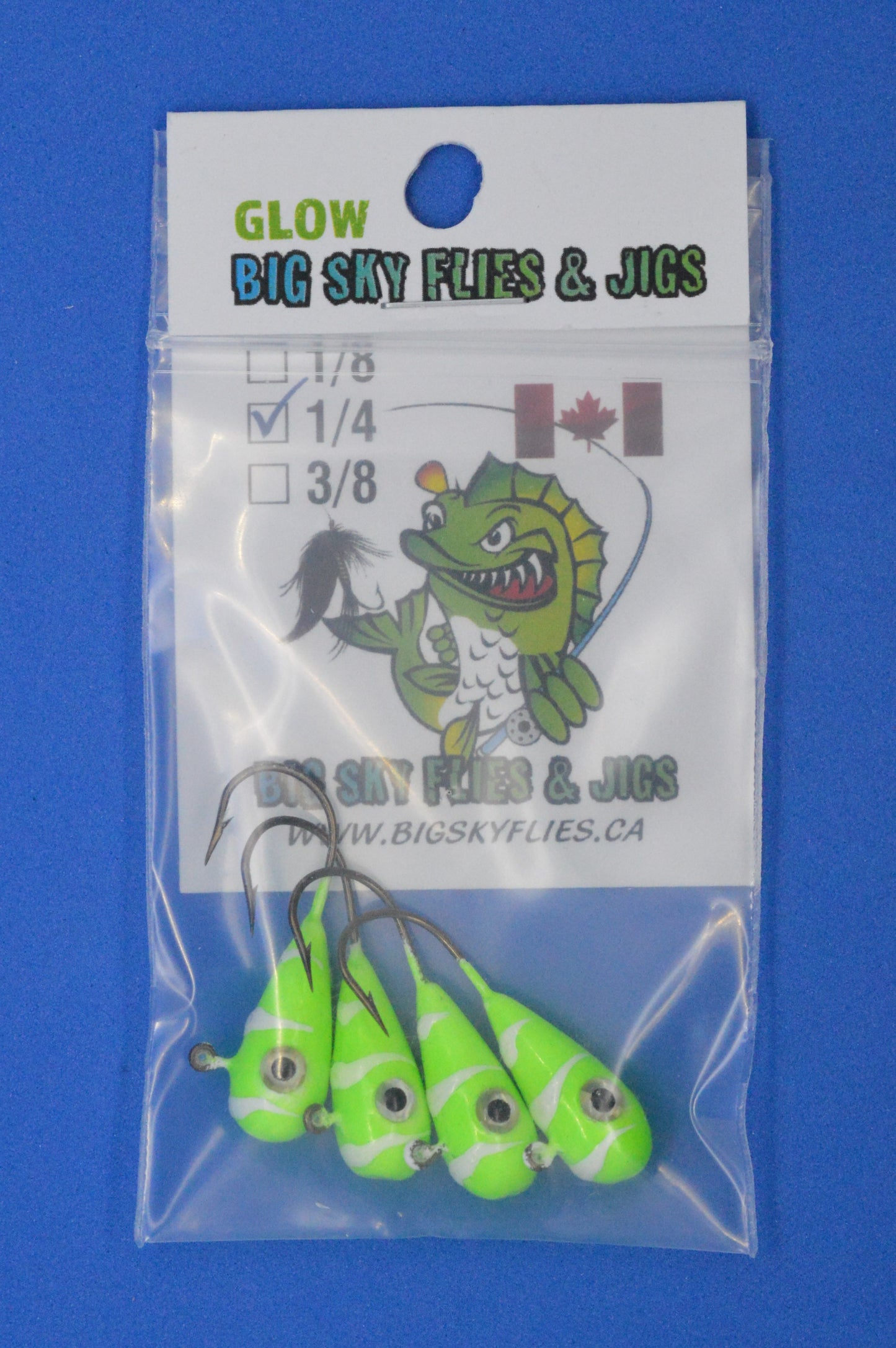 Big Sky Kalidascope 1/4oz Glow Jigs 4/pack Big Sky