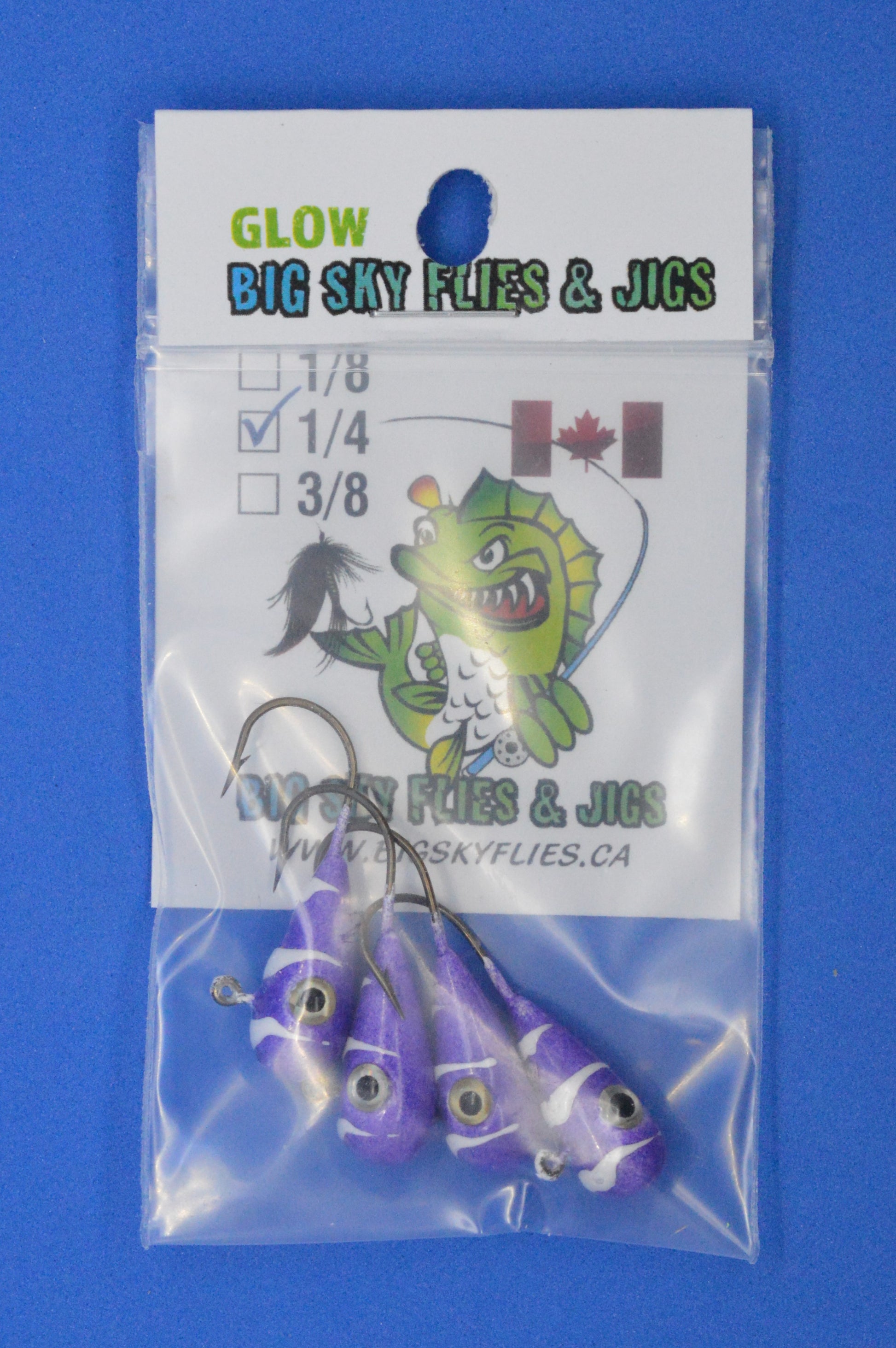 Big Sky Kalidascope 1/4oz Glow Jigs 4/pack Big Sky