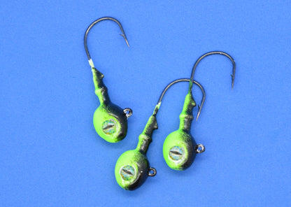 Big Sky Snake Eye 1/4oz Glow Jigs 3/pack Big Sky