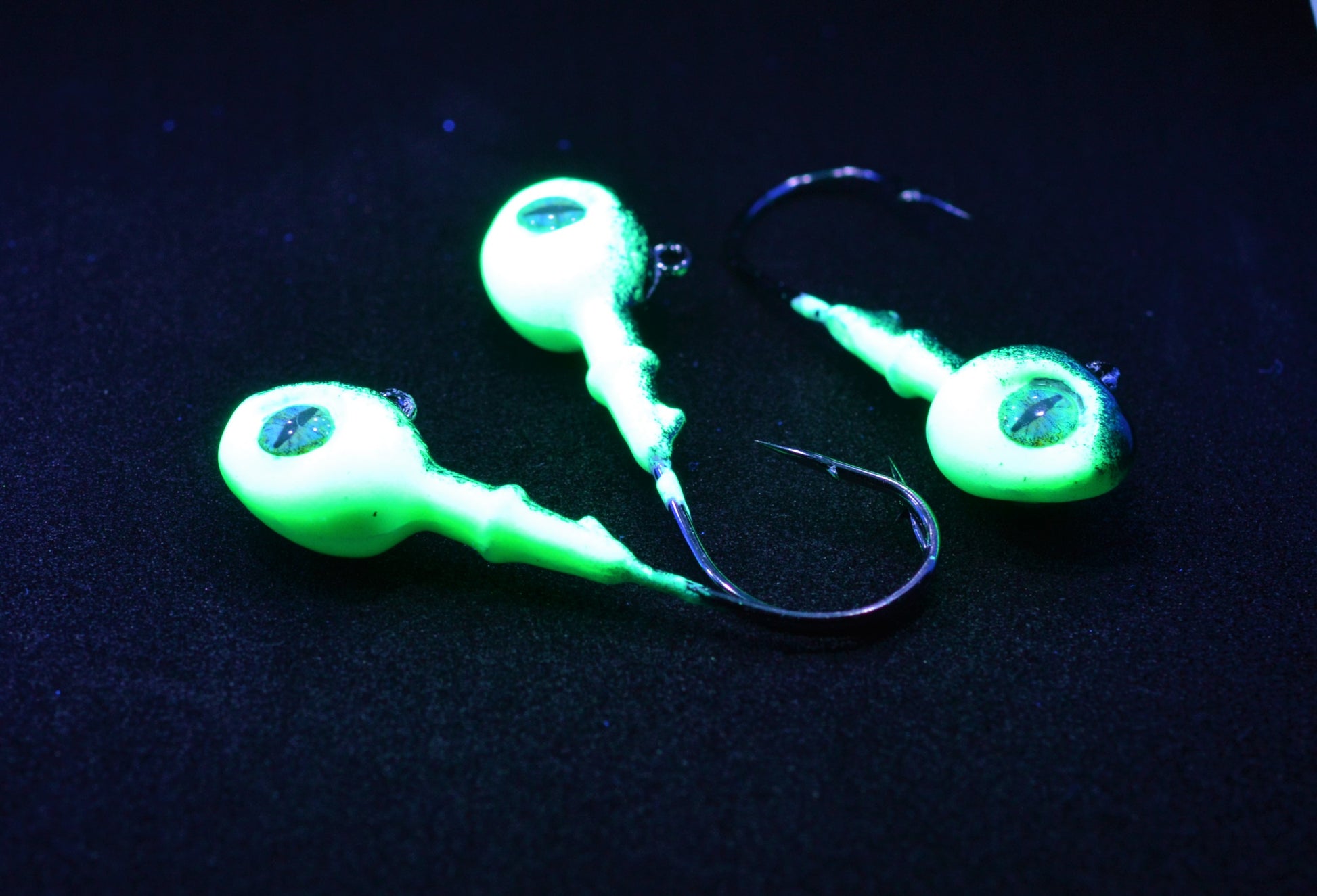 Big Sky Snake Eye 1/4oz Glow Jigs 3/pack Big Sky