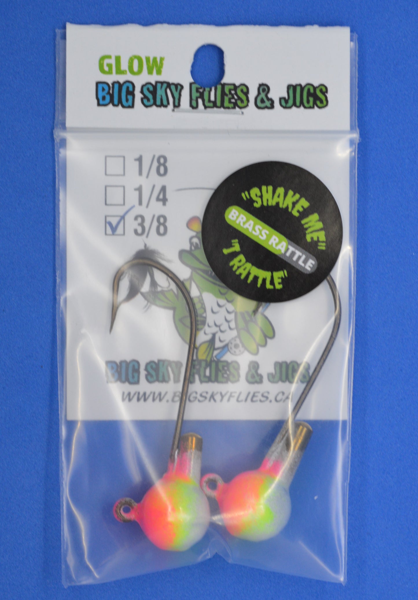 Big Sky Rock & Roll Rattling Ball Jigs Glow 3/8oz 2/pack Big Sky