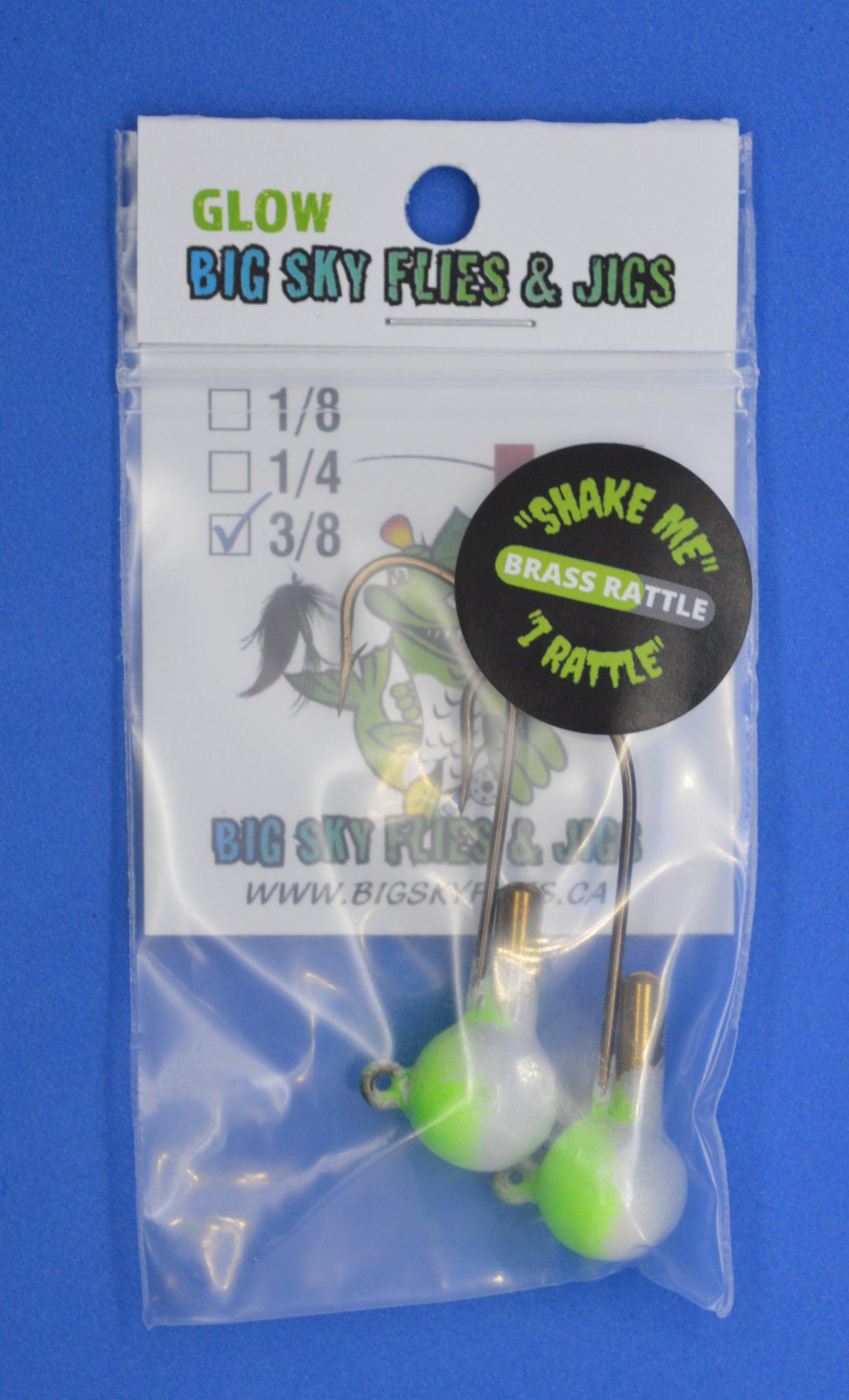 Big Sky Rock & Roll Rattling Ball Jigs Glow 3/8oz 2/pack Big Sky