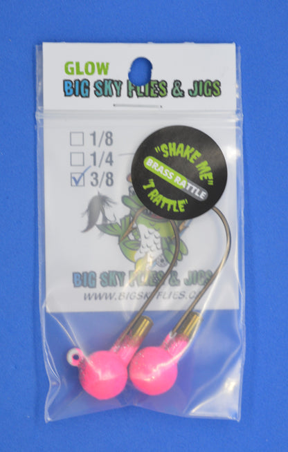 Big Sky Rock & Roll Rattling Ball Jigs Glow 3/8oz 2/pack Big Sky