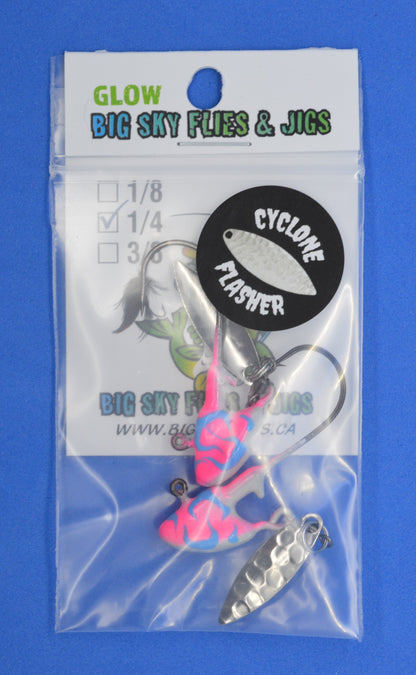 Big Sky Deluxe Cyclone Glow Jigs 3/8oz 2/pack Big Sky