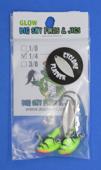 Big Sky Deluxe Cyclone Glow Jigs 3/8oz 2/pack Big Sky