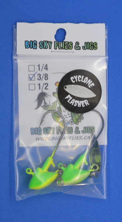 Big Sky Cyclone Flasher Jigs 3/8oz 2/pack (Non-Glowing) Big Sky